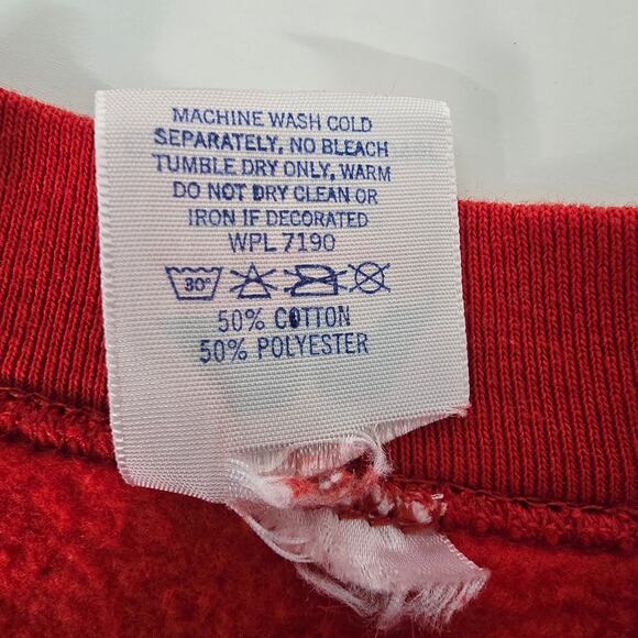 Vintage 90s Miller Sweatshirt XL Joy Teddy Bear Christmas USA Made Mockneck Red - Picture 11 of 11